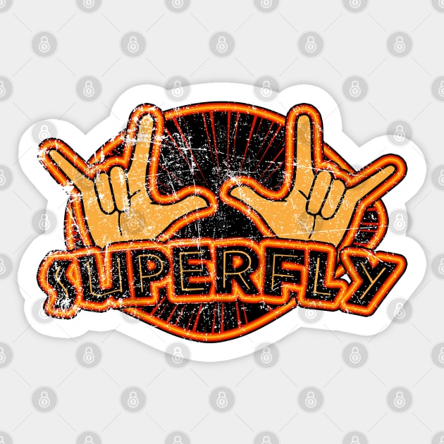 Superfly (distressed) Sticker by Doc Multiverse Designs